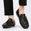 Casual schoenen mannen krokodil patroon loafers lederen handgemaakte mocassins cdriving sneakers mannelijke designer schoenen