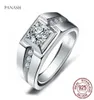 Fin hane 925 Sterling Silver Cubic Zirconia Enagement Wedding Band Ring for Men Finger Rings smycken Gift Storlek 6123877520