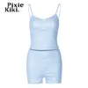 Frauen Tracksuits Pixiekiki Polka Dot -Print Baby Blau zweiteilige Set Frau Crop Top und Shorts 2024 Sommer Frauen Outfit süße Lounge Kee