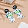 Dangle Earrings YAOLOGE Exaggeration Printed Portrait Pendant For Women Punk Alternative Ear Hook Acrylic Jewelry Party Gifts