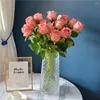 Decorative Flowers Single Branch Simulated Flower Silk Fabric Material Bulgaran Rose Artificial Multi Colored 52cm Floral Bouquet