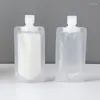 Förvaringspåsar 5st 30/50/100 ml bärbar resevätska makeup förpackningspåse transparent flip cap förpackning plast stand up pouch