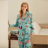 Ins -stijl ontwerp ijs zijden flamingo pyjama's dames lente zomer lange mouwen broek huis pak planten bloemen slaapkleding vrouw 240408