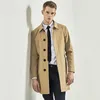 Мужские траншевые пальто односпальное пальто для мужчин средне-длительное монохромное весна Хаки и осенью S-3XL