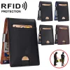 Holders Genuine Leather Mens Slim Wallet with Money Clip Antiscan Thin Small Wallet RFID Blocking Front Pocket ID Credit Card Holder