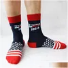 Party Favor Trump 2024 Socks Prezydent Prezydent Maga Letter Pończochy Star Striped Stars Us Sport Sport Drop dostawa do domu ogród świąteczny supp dhu4e