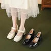 Dress Shoes 2024 Princess Chunky Heel Mary Jane High Small voor vrouwen met een lijn lichte mond