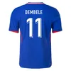 24 25 Jerseys de futebol francês Kit Kid Kit 2024 2025 Benzema Giroud Mbappe Griezmann Saliba Pavard Thuram Kolo Maillot de Foot Equipe Futebol Camisa Mulheres