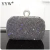 Kvällspåsar Rhinestone Handväskor för kvinnor 2024 Handväska Party Sparkly Clutch Purse Axel Crossbag Shell Open Pocket