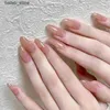 False Nails 24pcsピンクアーモンド偽ネイルスウィートサマープレス爪フルカバーウェアラブルInsシンプルヌードピンクの人工ネイルマニキュアセットY240419 Y240419