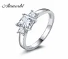 Princess Cut Sona Wedding Bands Rings 3 Stones Ring 925 Silver Engagement Ring sintetico NSCD Fine Gioielli Amante di matrimoni Gift Y2001702508
