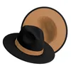 Klassiskt lapptäcke fedora hatt unisex ull filt jazz hattar eleganta män kvinnor breda brim panama trilby cap 240417