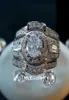Cluster Rings Vintage14K лаборатория белого золота бриллиантовые украшения 3in1 Обручальное обручальное кольцо для женщин с брачной вечеринкой.