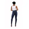 Estampado de jeans de mujer estampado estampado rasgado de cadera de cadera delgada de cintura alta