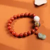 geomancy accessory Natural 8mm Sichuan Material Full Meat South Red Women's Cloisonn Good Luck Koi Hang Jade Pixiu Bracelet