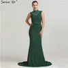 Sukienki imprezowe Est Designer Green Glitter Evening Modna moda High Collar Bez rękawów Suknie syreny 2024 LA6433