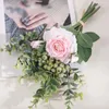 Decorative Flowers Artificial Flower Simulation Eucalyptus Rose Bouquet Fake Roses Wall Wedding Garden Yard Decoration