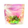 Bags StoBag 50pcs Transparent Laser Rainbow Candy Snack Packaging Ziplock Bag Tote Handle Kids Gift Plastic Sealed Food Storage Pouch