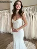 Bohemian Open Back Appliques in pizzo Abiti da sposa sirena Abiti spaghetti Abiti da sposa senza maniche