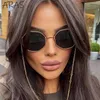 Fashionable and Unique Polygonal Chain Sunglasses for Women 2023 Luxury Brand Trend Octagonal Womens Square Glasses 240419