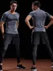 Komprimierung T-Shirt Männer Sommer Sportbekleidung laufen T-Shirt Elastic Schnell trocken Sporttops T-Shirt Sports Fitnessstudio Workout Shirts Männer 240419