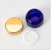 Lagringsflaskor 5G10G15G20G30G50G Blue Glass Jar Pot Tin Essential Gel Serum Fuktig ögonkräm Prov Test Skinvård Kosmetisk förpackning