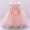 Kız elbise bebek elbise kabarık yay doğumlu 1 yıl doğum günü yürümeye başlayan çocuk bebek polka dot parti kızlar elbise elbisesi