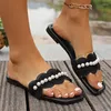 Slippers Beaded Flats Pvc Women Shoes Casual Dress Sandals 2024 Fashion Summer Brand Flip Flops Walking Beach Femme Slides