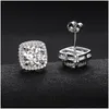 Stud 0.5Ct 1Ct 2Ct Diamond Earrings 925 Sterling Sier Bling Moissanite Studs Jewelry For Men Women Nice Gift Drop Delivery Oti9L