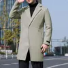 男子トレンチコートカジュアルメンズウィンドブレイカーコート長袖温かい純粋な色スリムな秋の冬のジャケット