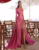 Elegant One Shoulder Evening Dresses Sexy High Split A Line Long Vestidos For Women Party Night Celebrity Prom Gowns 04269284235