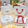 Bags Women Cute Lunch Bag Insulated Canvas Cooler Handbag Aluminium Foil Thermal Food Box Family School Picnic Dinner Container