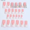 Yanlış Tırnaklar 24 PCS Square Head Fake Tırnaklar Rhinestone Tasarım Duckbill şekilli sahte tırnaklar tam kapak giyilebilir beyaz Fransızca Pres Tırnaklar Y240419 Y240419