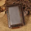 Wallets Top Quality New Cattle Men male Vintage Genuine leather Credit Card Cash Holder Magnet Clip Slim Mini Handy Wallet Purse 1015B