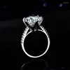 Cluster Rings Yinhed Luxury Classic 6 Big 5 Moissanite for Women 925 Sterling Silver White Gold Plated Wedding Jewelry Ring