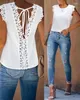 Kvinnors T -skjortor Casual kontrast spetsbundet detalj Tank topp kvinnliga kläder temperament pendling sommar kvinnor mode ärmlös väst