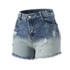 Kvinnors shorts rippade denim sommaren jean mitt stigande vikta hem jeans korta byxor för kvinnor avslappnad