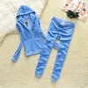 2024 Spring/Autumn Outerwear Juicy Velvet outfit Women Juicy Tracksuit långärmad casual kvinnors huva jogging sportkläder två styckuppsättning