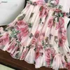 Luxury baby skirt Flower pattern printed all over Princess dress Size 90-160 CM kids designer clothes summer girls partydress 24April