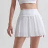 Tênis de fitness de cor macia de cor sólida Skort com pocket women suor esportivo de saia curta Treinamento abrangente Fitness Jogging 240419