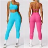 LL8578 Damen Yoga Outfit Zwei Stücke Sets Hosen Weste Hose Sport Fitness