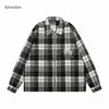 Autumn High Street Tide Plaid Shirt Letter Embroidery Reveng Loose Zipper Jacket Mens and Womens Jackets