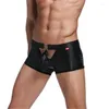 Underpants pu Leder sexy Herren Unterwäsche Boxer Black Boxer Shorts Trunks Männlich Gay Sissy Höschen Bulge Beutel u konvex