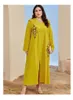 Casual klänningar Långärmar broderade abayor för kvinnor Lossa klänning plus-storlek kvinnors temperament tryckt muslimska streetwear