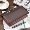 Wallets baellerry Luxury Long Men's Leather Wallet With Strap Large Capacity Man Clutch Money Bag With Coin Pocket For Male Card Holder