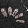 False Nails 10Pcs Detachable Pink Acrylic Press On Nails Long Coffin y2k Star Pattern Ballet False Nail American Style Full Cover Fake nails Y240419XI8U