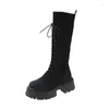 Bottes Gnee High Sock Stretch Tritted Chunky Plateforme Longs Femmes 2024 AUTUNE FEMME SALLE ETRACHE ENTÉRIEL