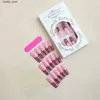 False Nails Long Coffin Fake Nail Red Christmas series False Nails Patches Press on nail Wearable Full Cover Artificial Nails for Women Y240419 Y240419