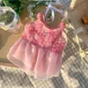 Dog Apparel Summer Rose Sarong Pet Wedding Dress Thin Breathable Cat Clothes Sweet Cute Puppy Maltese Bichon Small