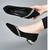 Dress Shoes Women's Summer Footwear Diamond For Woman Rhinestone Office Lage hak elegant met kristallen zwart stijlvol op